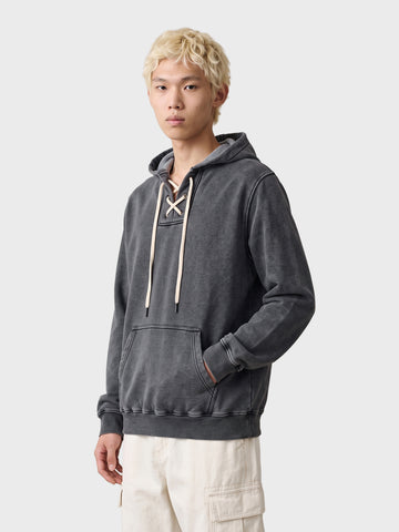 Men's Black Relaxed Fit Embroidered Casual Sweatshirt