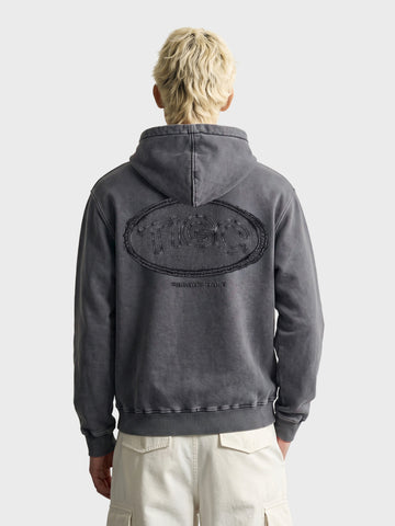 Men's Black Relaxed Fit Embroidered Casual Sweatshirt