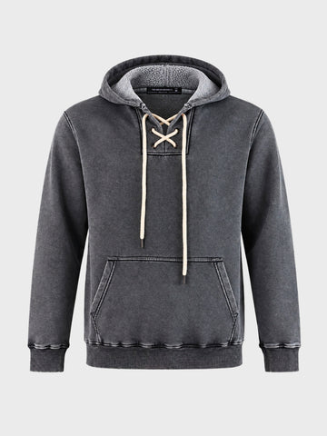 Men's Black Relaxed Fit Embroidered Casual Sweatshirt