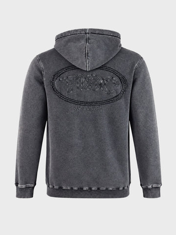 Men's Black Relaxed Fit Embroidered Casual Sweatshirt