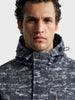 Men's Grey Regular Fit Printed Casual Jacket