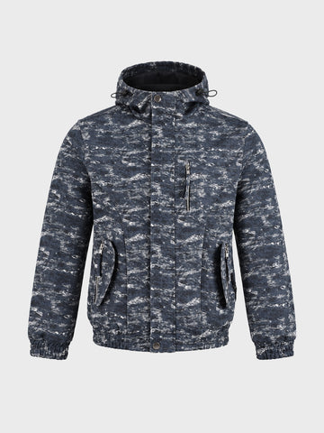 Men's Grey Regular Fit Printed Casual Jacket
