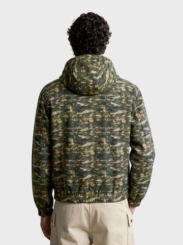 Men's Olive Regular Fit Printed Casual Jacket