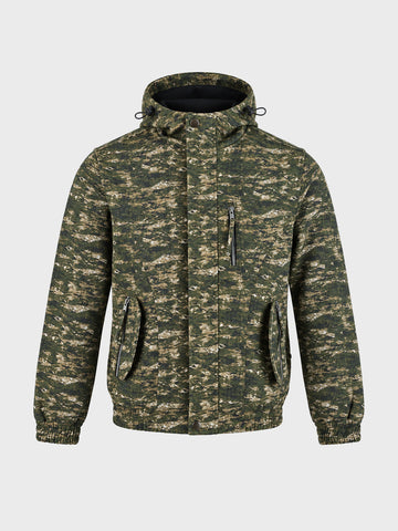 Men's Olive Regular Fit Printed Casual Jacket