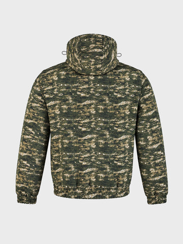 Men's Olive Regular Fit Printed Casual Jacket