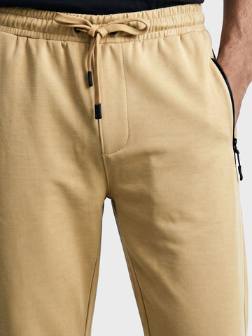 Men's Beige Regular Fit Solid Casual Joggers