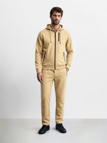Men's Beige Regular Fit Solid Casual Joggers