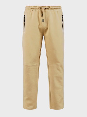 Men's Beige Regular Fit Solid Casual Joggers