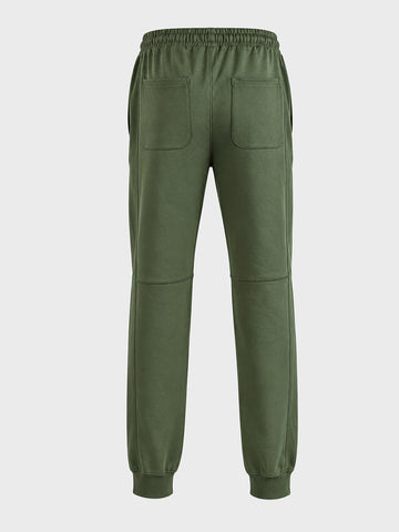 Men's Olive Regular Fit Solid Casual Joggers