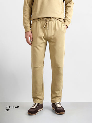 Men's Beige Regular Fit Solid Casual Joggers