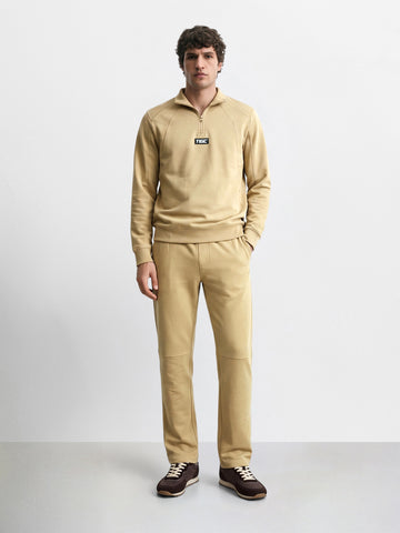 Men's Beige Regular Fit Solid Casual Joggers