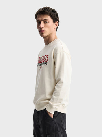 Men's Off White Regular Fit Printed Casual Sweatshirt