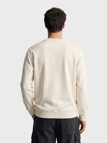 Men's Off White Regular Fit Printed Casual Sweatshirt