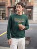 Men's Green Regular Fit Printed Casual Sweatshirt