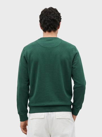 Men's Green Regular Fit Printed Casual Sweatshirt