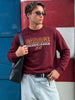 Men's Maroon Regular Fit Printed Casual Sweatshirt