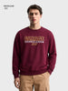Men's Maroon Regular Fit Printed Casual Sweatshirt