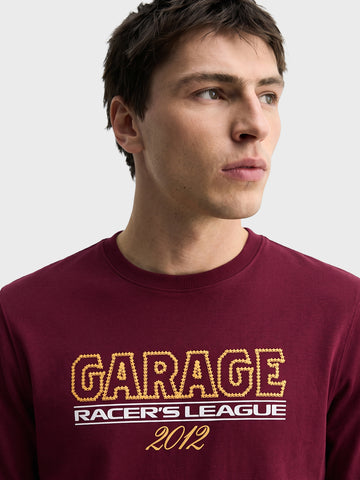 Men's Maroon Regular Fit Printed Casual Sweatshirt