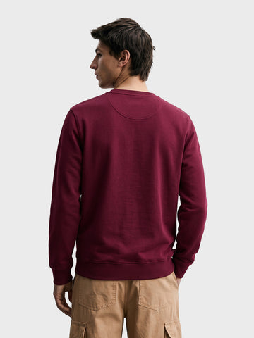 Men's Maroon Regular Fit Printed Casual Sweatshirt