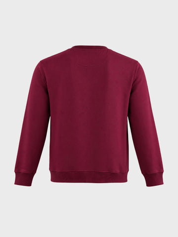 Men's Maroon Regular Fit Printed Casual Sweatshirt