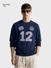 Men's Navy Blue Relaxed Fit Embroidered Casual Sweatshirt