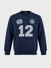 Men's Navy Blue Relaxed Fit Embroidered Casual Sweatshirt