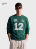 Men's Green Relaxed Fit Embroidered Casual Sweatshirt