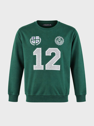 Men's Green Relaxed Fit Embroidered Casual Sweatshirt