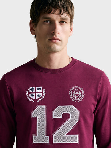 Men's Maroon Relaxed Fit Embroidered Casual Sweatshirt