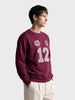 Men's Maroon Relaxed Fit Embroidered Casual Sweatshirt