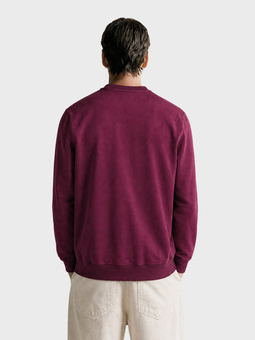 Men's Maroon Relaxed Fit Embroidered Casual Sweatshirt