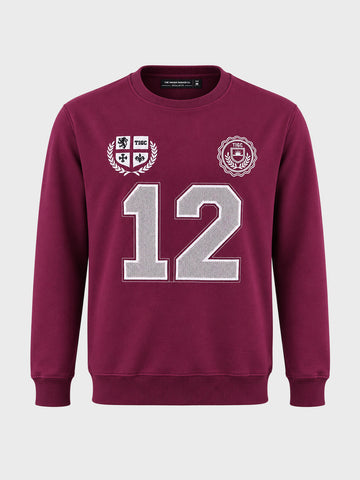 Men's Maroon Relaxed Fit Embroidered Casual Sweatshirt