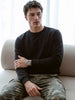 Men's Black Regular Fit Solid Casual Sweatshirt