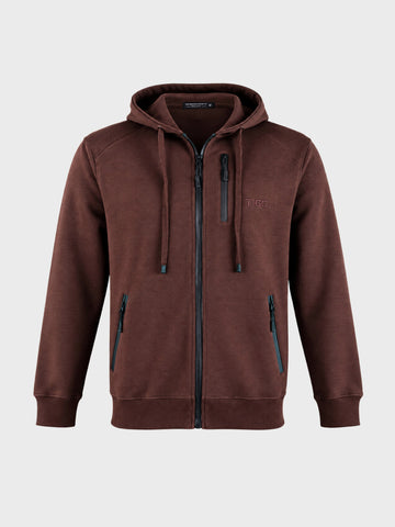 Men's Brown Regular Fit Solid Casual Sweatshirt