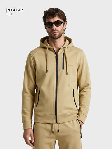 Men's Beige Regular Fit Solid Casual Sweatshirt