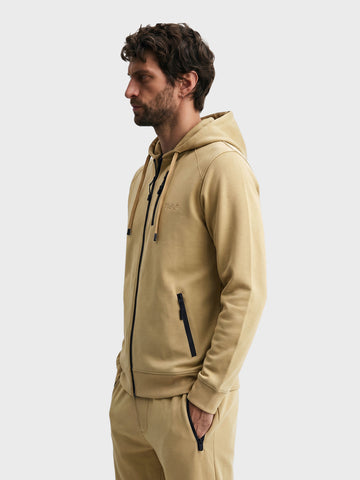 Men's Beige Regular Fit Solid Casual Sweatshirt