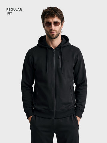 Men's Black Regular Fit Solid Casual Sweatshirt