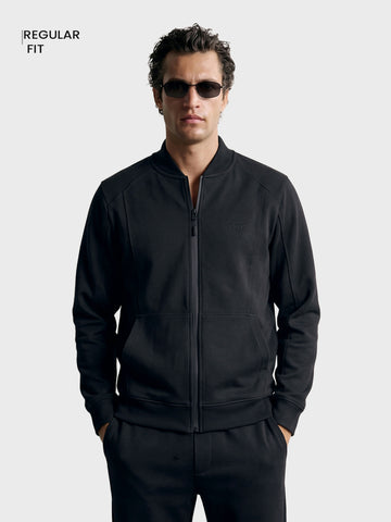 Men's Black Regular Fit Solid Casual Sweatshirt