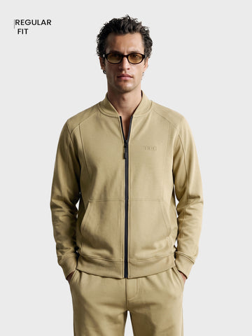 Men's Beige Regular Fit Solid Casual Sweatshirt