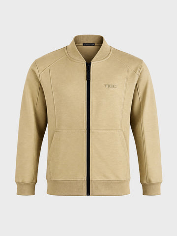 Men's Beige Regular Fit Solid Casual Sweatshirt