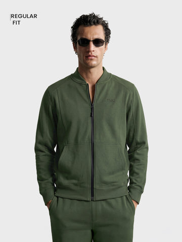 Men's Olive Regular Fit Solid Casual Sweatshirt