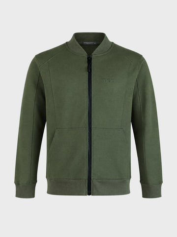 Men's Olive Regular Fit Solid Casual Sweatshirt