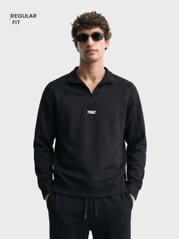 Men's Black Regular Fit Solid Casual Sweatshirt