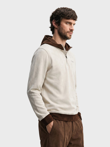 Men's Off White Regular Fit Solid Casual Sweatshirt