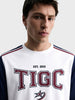 Men's White Regular Fit Embroidered Casual Sweatshirt