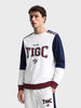 Men's White Regular Fit Embroidered Casual Sweatshirt