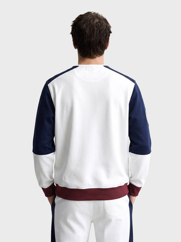 Men's White Regular Fit Embroidered Casual Sweatshirt