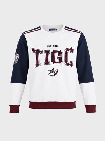 Men's White Regular Fit Embroidered Casual Sweatshirt