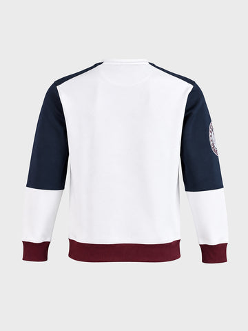 Men's White Regular Fit Embroidered Casual Sweatshirt