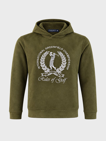 Men's Olive Regular Fit Embroidered Casual Sweatshirt
